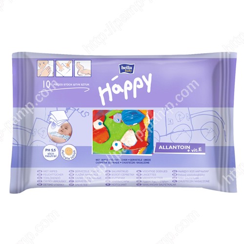 Детские влажные салфетки Bella Baby Happy с витамином Е для ухода за кожей младенцев 10 шт 5900516420673 #11
